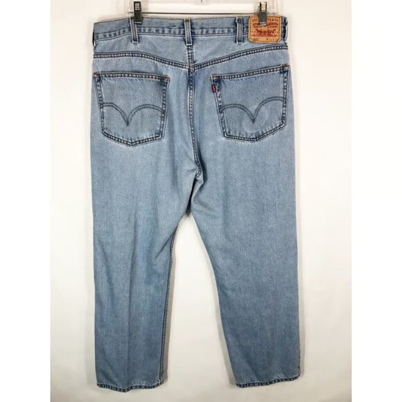 Levis 505 Jeans Size 40x30 Light Blue Denim Straight Leg Mens Pockets - Picture 2 of 3